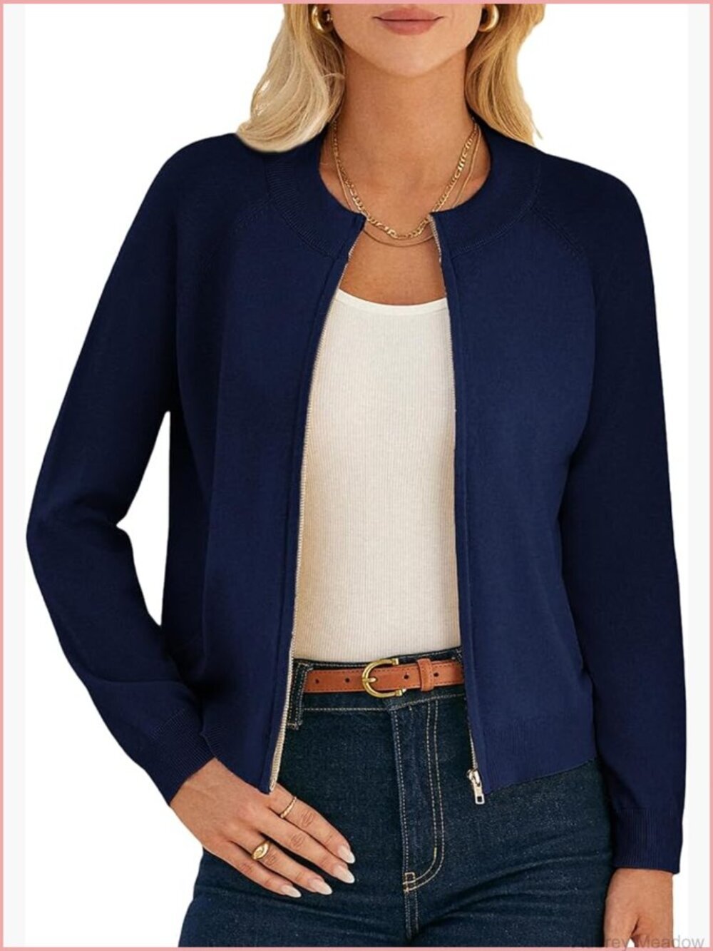 Long Sleeve Zip Up Cardigan Sweater Lightweight Knit Jacket